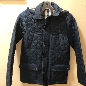 Burberry Navy Quilted Hooded Puffer Jacket